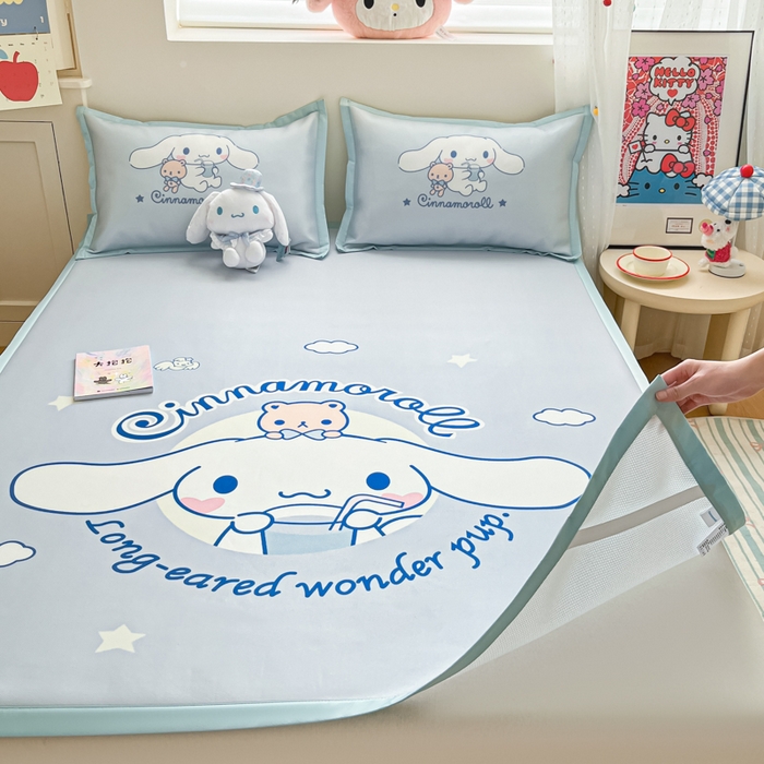 91家纺网 家纺一手货源 找家纺 （总）桃子家居 2025新款A类三丽鸥授权数码印花中分子1200D凉感冰丝宽边凉感软席席子