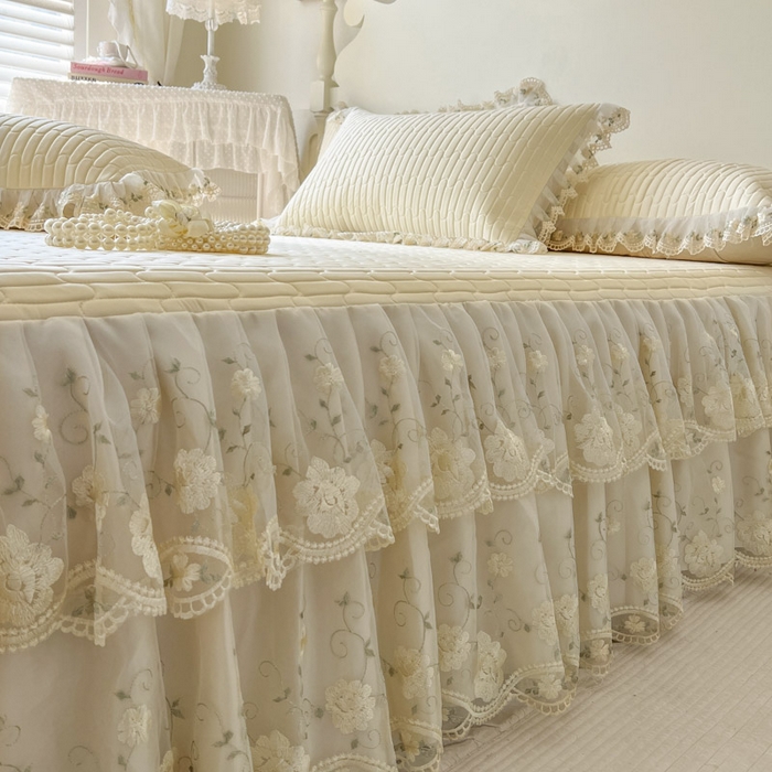 91家纺网 家纺一手货源 找家纺 恋尚 2025新款乳胶凉感床笠裙-甜朵【控价170起】 甜朵-奶黄