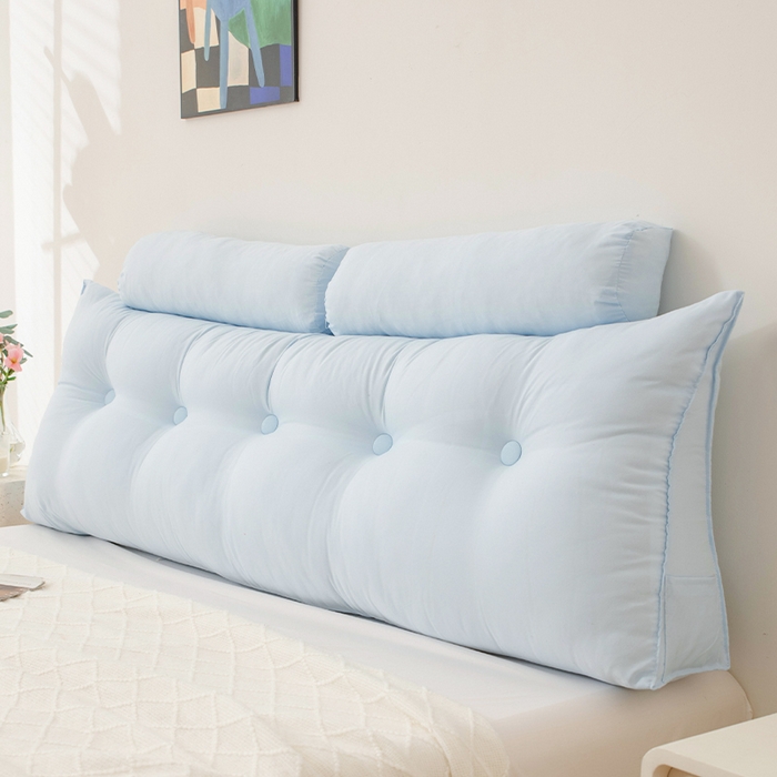 91家纺网 家纺一手货源 找家纺 2025新款高级感床头大靠垫三角床上靠枕护腰榻榻米靠背浅粉沙发软包拆洗 浅蓝