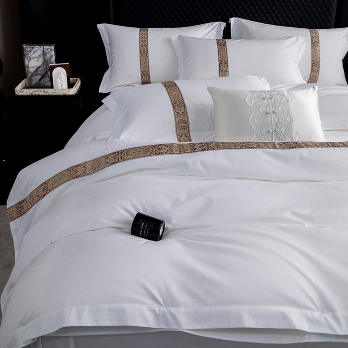 91家纺网 家纺一手货源 找家纺 优必恩 2025新款高支高密民宿酒店织带款四件套套件 花儿黄