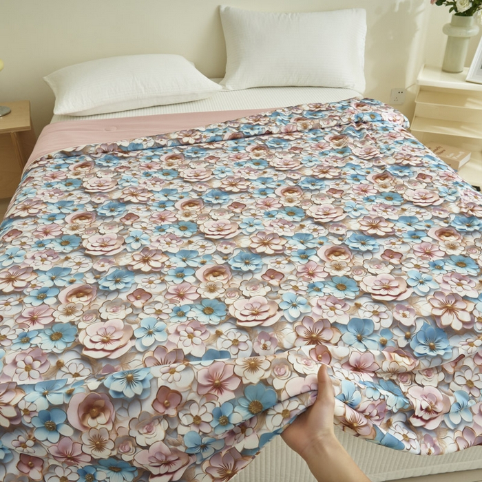 91家纺网 家纺一手货源 找家纺 子由家居 2025新款5D凉感大豆夏被 5D-石榴花