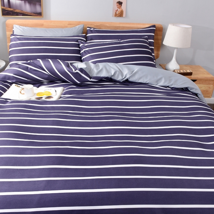 91家纺网 家纺一手货源 找家纺 百花王2025新款斜纹天丝莫代尔四件套 兰条纹