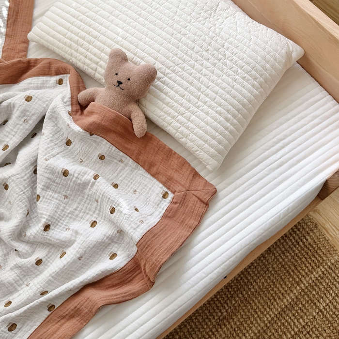 91家纺网 家纺一手货源 找家纺 BOSS 2025新款全棉纯棉皱皱纱儿童盖毯夏被  幼儿园夏被夏凉被空调被 小蘑菇