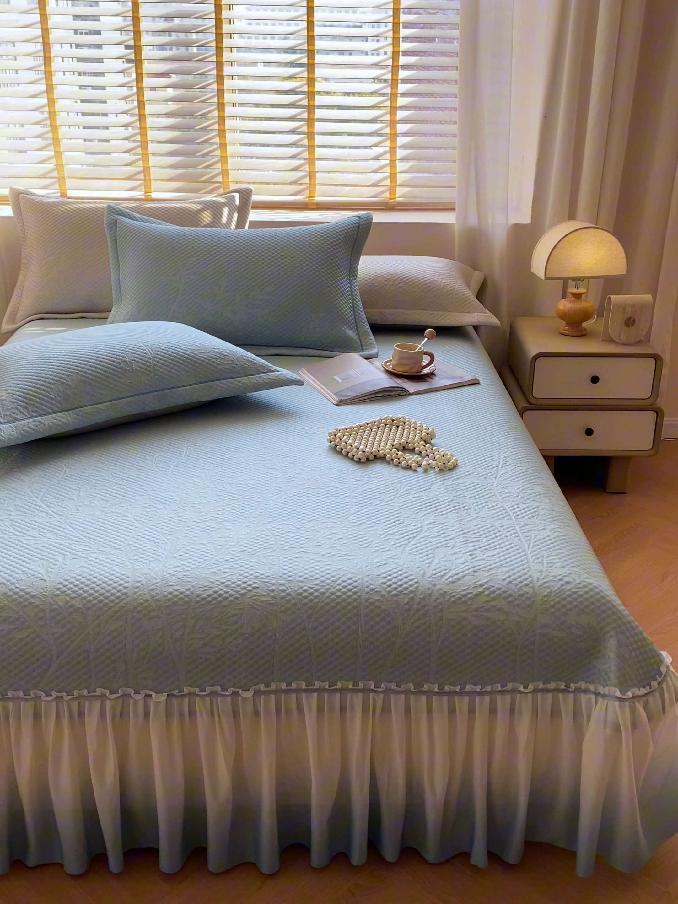 91家纺网 家纺一手货源 找家纺 （总）桂雅居 2025春夏新款高分子凉席三件套床裙款