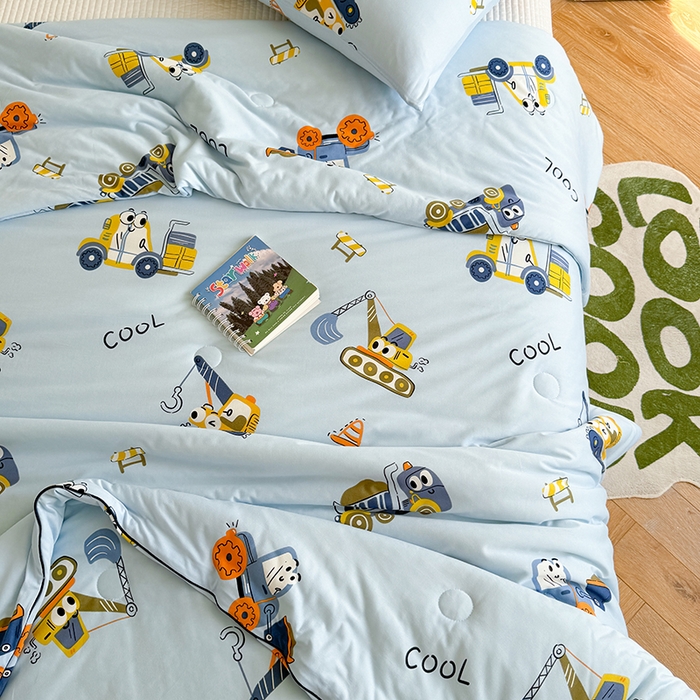 91家纺网 家纺一手货源 找家纺 麦伦家居 2025新款云柔针织棉大豆夏凉被 工程车