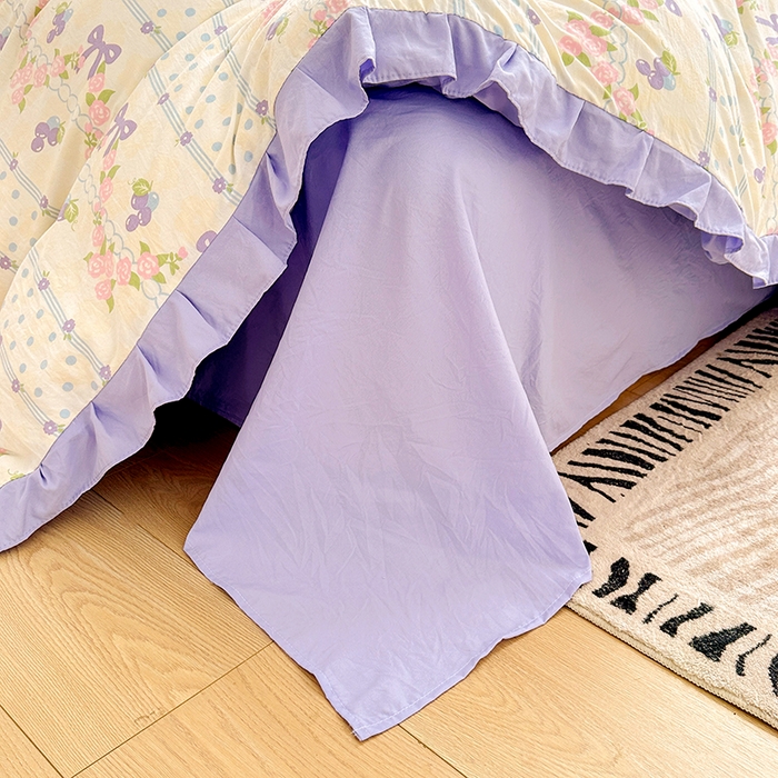 91家纺网 家纺一手货源 找家纺 佳一家纺 2025新款亲肤水洗棉四件套系列 蝴蝶结紫