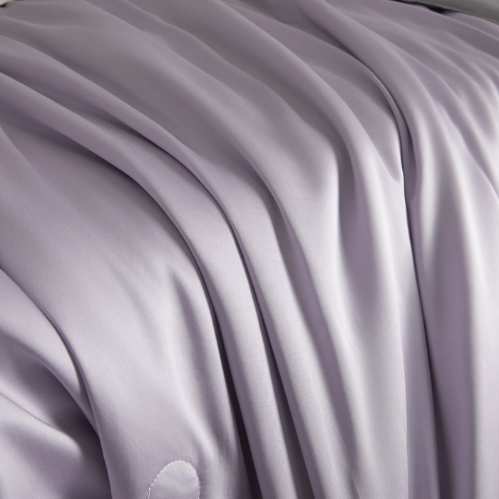 91家纺网 家纺一手货源 找家纺 AB家纺2025新品A类莱赛尔双拼50天丝空调夏被四件套 云霞紫-烟灰