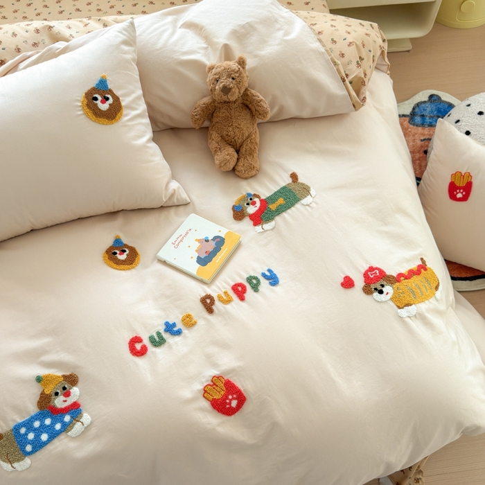 91家纺网 家纺一手货源 找家纺 如意朵2025新款全棉毛巾绣四件套 小伙伴