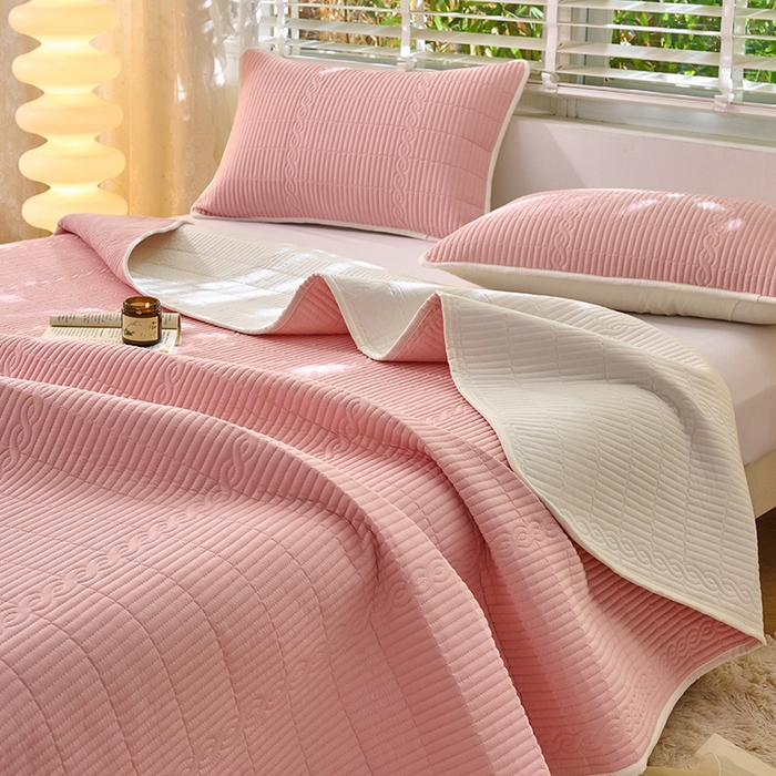 91家纺网 家纺一手货源 找家纺 X猫先生 2025新款全棉纯色床盖全棉床盖糖果系列 糖果-水柿粉