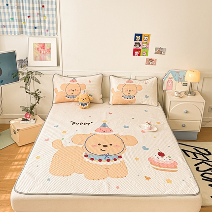 91家纺网 家纺一手货源 找家纺 川悦生活 2025新款大版冰豆豆凉豆豆凉席 杏子小狗