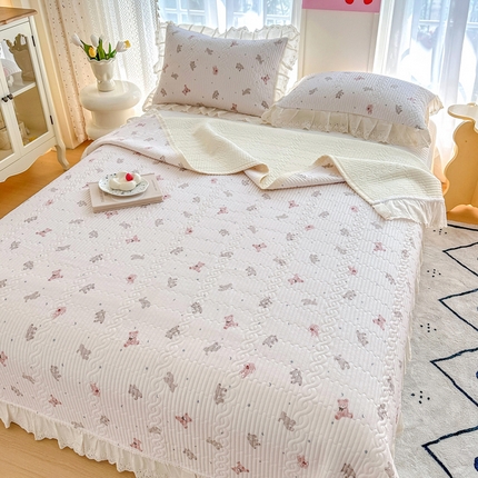 岚吉家纺 2025新款莫代尔印花床盖 玩偶熊