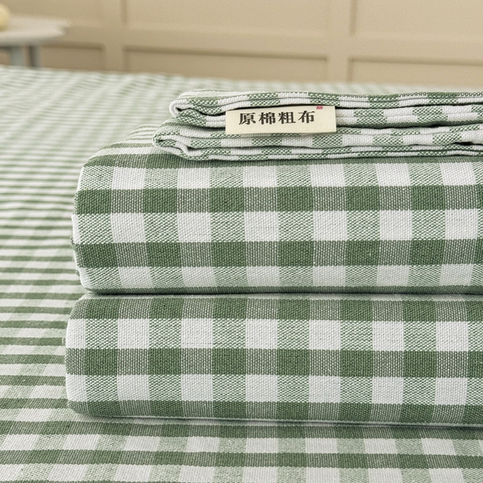 91家纺网 家纺一手货源 找家纺 金泰莱 2025新款色织老粗布床单老粗布凉席三件套 如夏