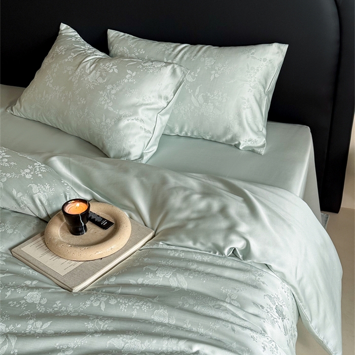 91家纺网 家纺一手货源 找家纺 FORTWO2025新款60支兰精天丝浮雕提花四件套		 满庭芳