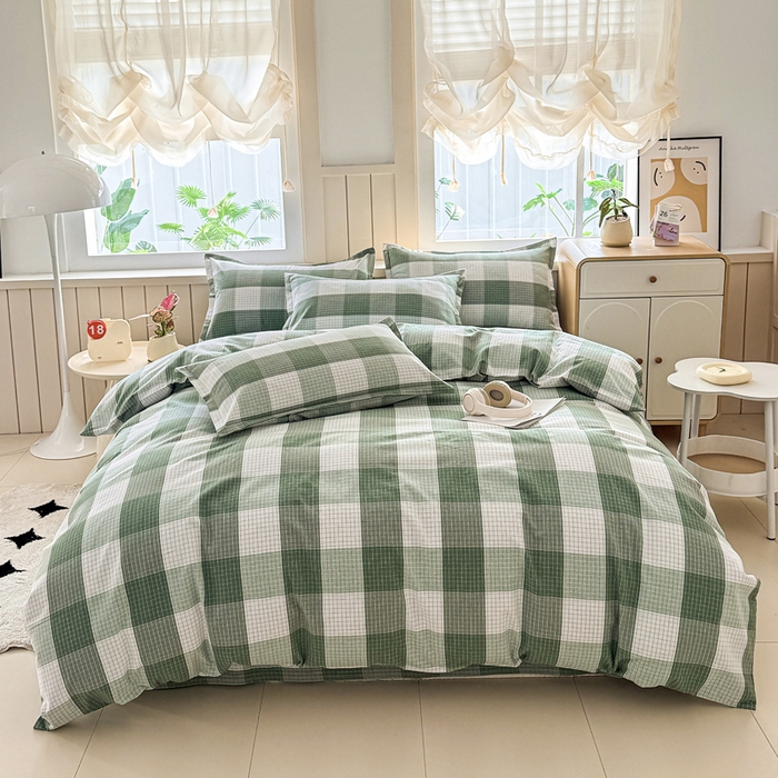 91家纺网 家纺一手货源 找家纺 金泰莱 2025新款色织老粗布四件套全棉四件套纯棉四件套 言格