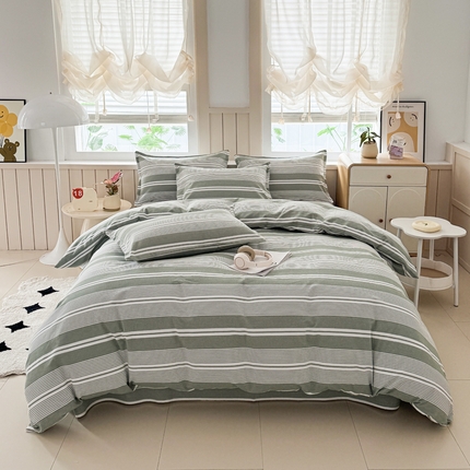 金泰莱 2025新款色织老粗布四件套全棉四件套纯棉四件套 绿条