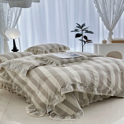 佰织鑫家居 2025新款全棉砂洗床盖款四件套-艾莎系列 思念