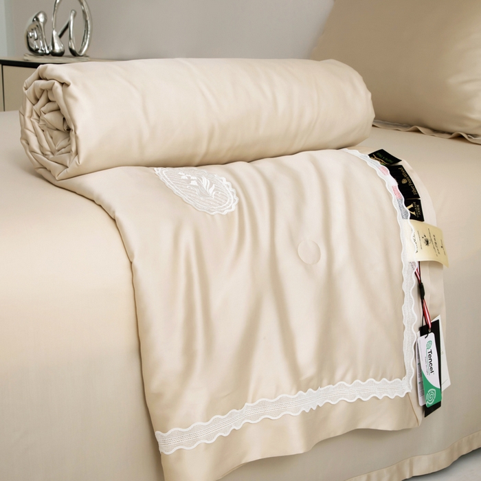 91家纺网 家纺一手货源 找家纺 桂雅居2025新款80支进口莱赛尔双丝夏被-达芙妮 云雾金