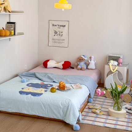 91家纺网 家纺一手货源 找家纺 （总）喜多兔2025新款高精密人字棉贴布绣奶里奶气夏被夏凉被