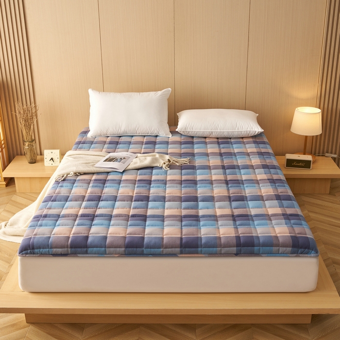 91家纺网 家纺一手货源 找家纺 锦丝钰床垫 2025新款色织水洗棉棉花床垫 彩格