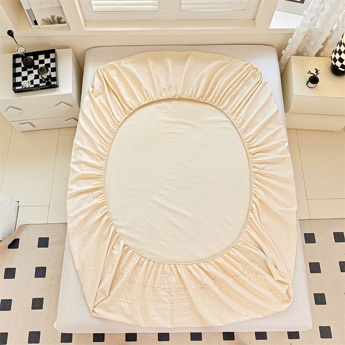 91家纺网 家纺一手货源 找家纺 曼町家居 2025新款全棉华夫格床笠 珍珠白