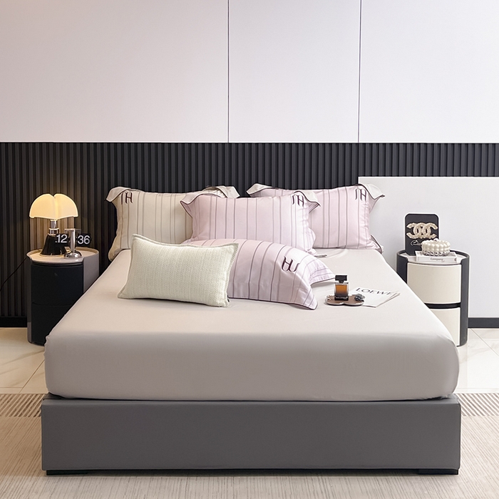 91家纺网 家纺一手货源 找家纺 （总）2025夏季A类天丝棉夹棉床盖床笠四件套全棉纯棉纯色长绒棉真丝保护罩高级感条纹床上用品