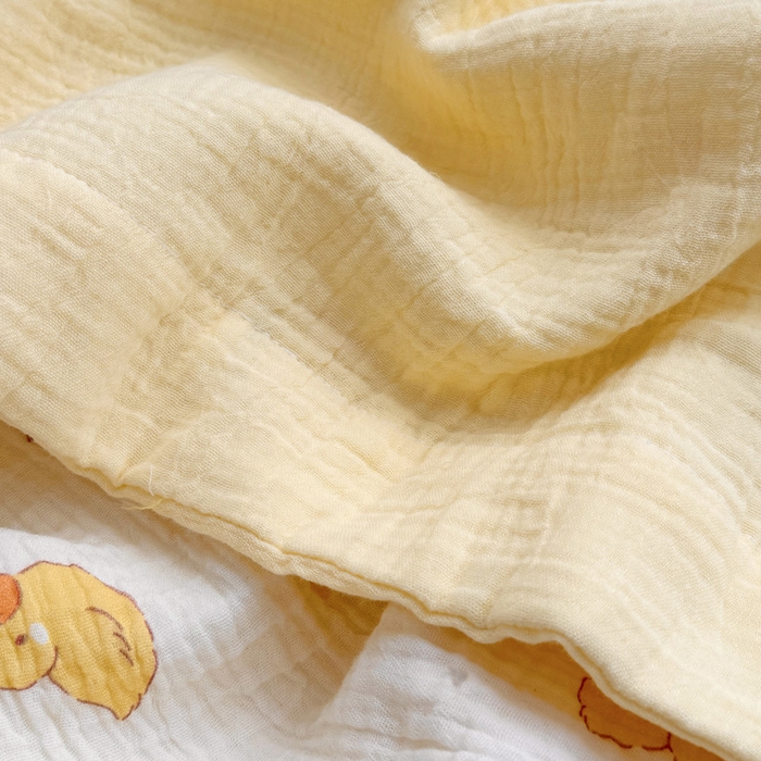 91家纺网 家纺一手货源 找家纺 BOSS 2025新款全棉纯棉皱皱纱儿童盖毯夏被  幼儿园夏被夏凉被空调被 柠檬鸭