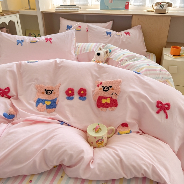 91家纺网 家纺一手货源 找家纺 如意朵2025新款全棉毛巾绣四件套 诸事顺意