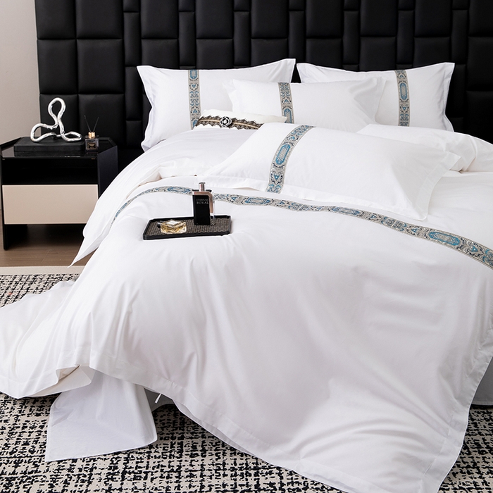 91家纺网 家纺一手货源 找家纺 （总）优必恩 2025新款高支高密民宿酒店织带款四件套套件