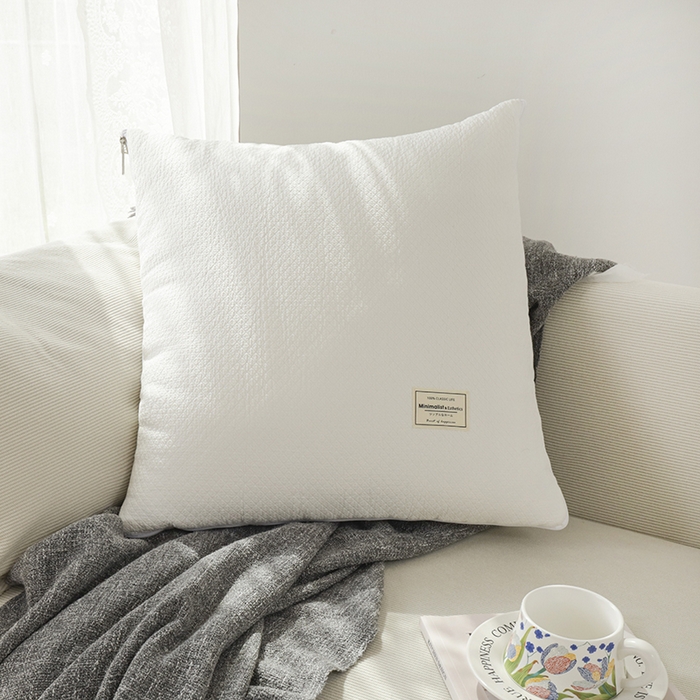 91家纺网 家纺一手货源 找家纺 番茄+ 2025新款简约全棉色织抱枕被 月白