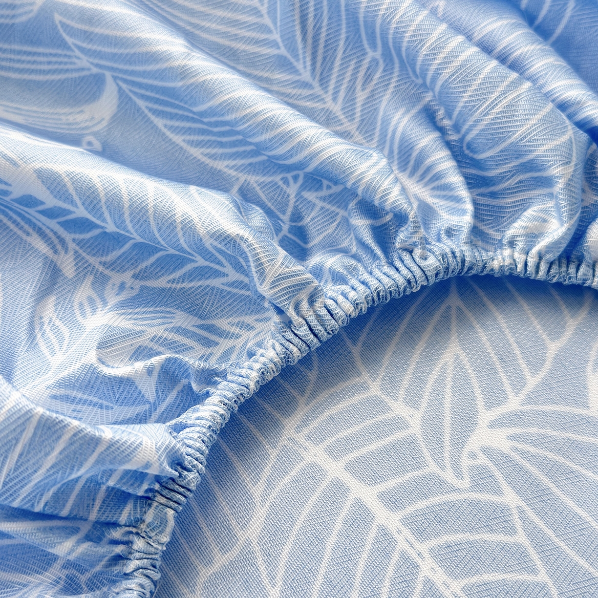 91家纺网 家纺一手货源 找家纺 乐居家纺 2025新款亲肤舒适活性印染水洗冰丝床笠 芳菲-蓝