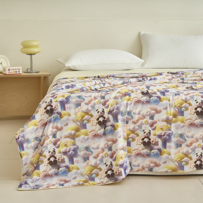 91家纺网 家纺一手货源 找家纺 子由家居 2025新款5D凉感大豆夏被 5D-彩虹熊猫