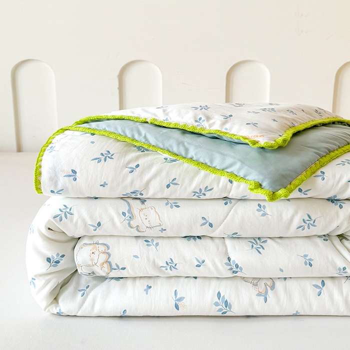 91家纺网 家纺一手货源 找家纺 熙宴家纺 2025新款A类水洗双层纱100%新疆棉花印花夏被空调被夏凉被 萌宠猫咪