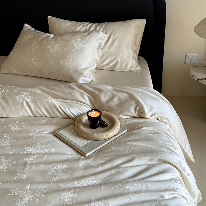 91家纺网 家纺一手货源 找家纺 FORTWO2025新款60支兰精天丝浮雕提花四件套		 仙本娜