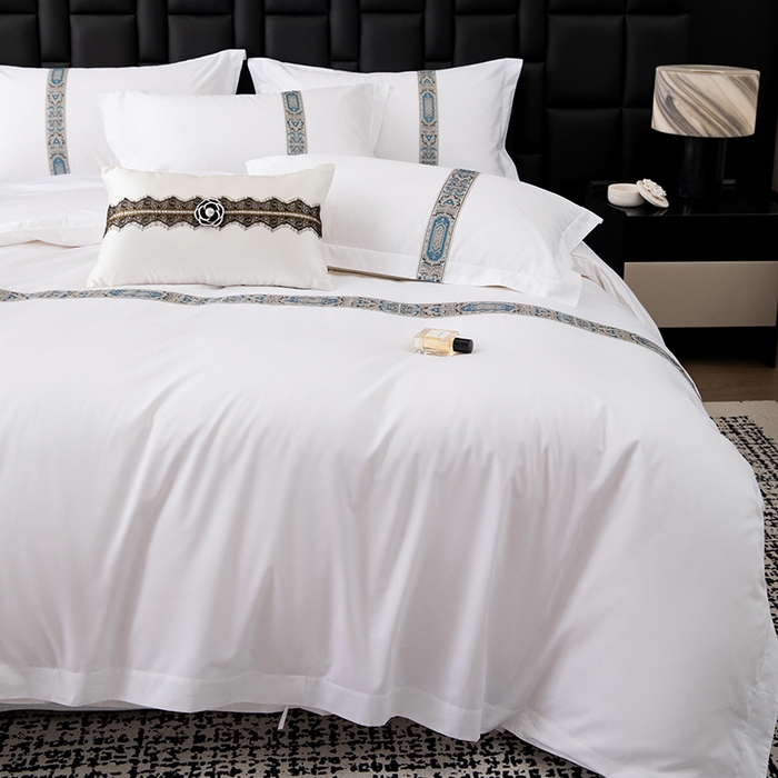 91家纺网 家纺一手货源 找家纺 （总）优必恩 2025新款高支高密民宿酒店织带款四件套套件