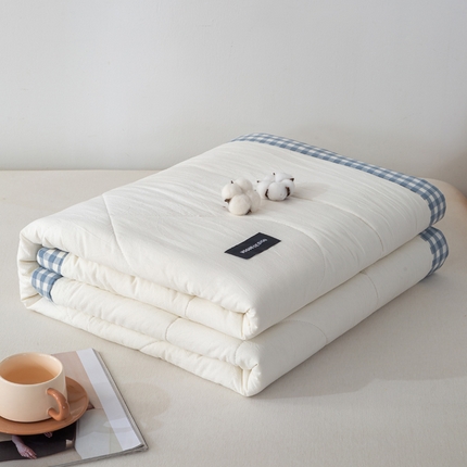 恋人优选 2025新款A类全棉色织水洗棉棉花夏被背芯 白+青辰绿