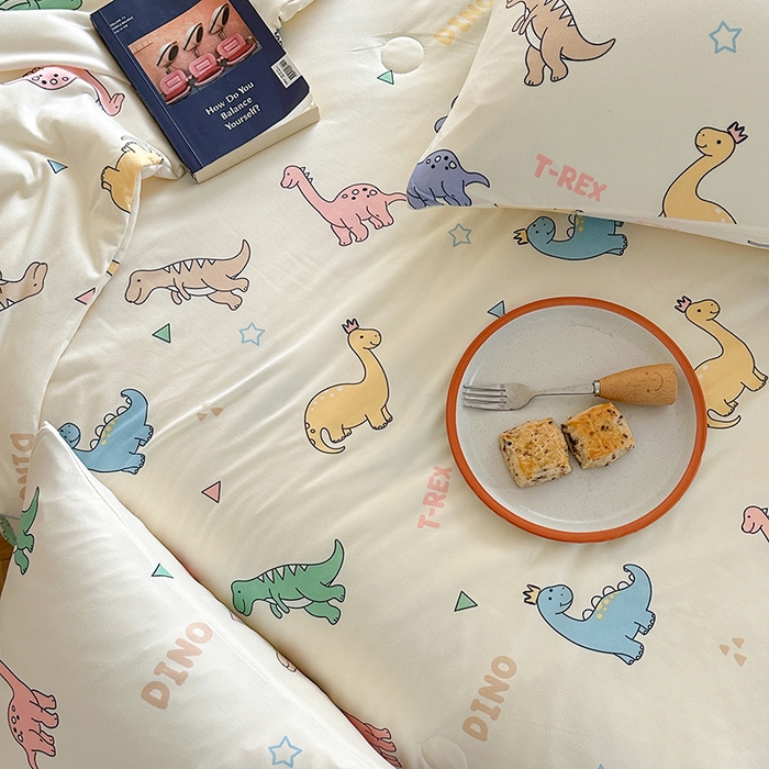 91家纺网 家纺一手货源 找家纺 麦伦家居 2025新款云柔针织棉大豆夏凉被 七彩恐龙