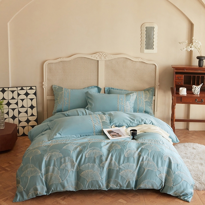 91家纺网 家纺一手货源 找家纺 （总）菲儿2025新款冰丝浮雕提花绣花四件套