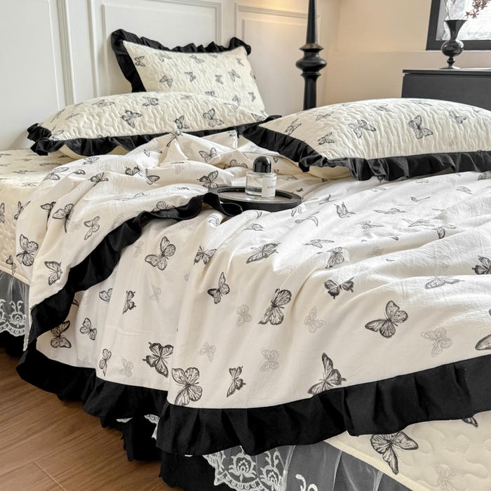 91家纺网 家纺一手货源 找家纺 绣女坊 2025新款夏被款床盖四件套 蝴蝶