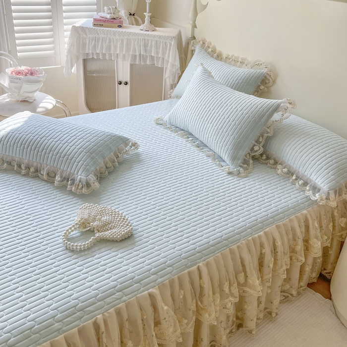 91家纺网 家纺一手货源 找家纺 恋尚 2025新款乳胶凉感床笠裙-甜朵【控价170起】 甜朵-清新蓝