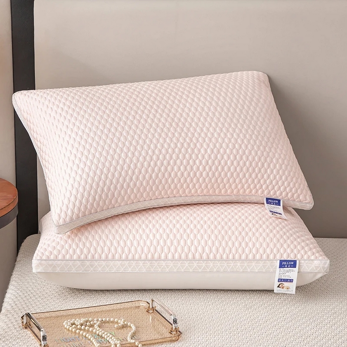 91家纺网 家纺一手货源 找家纺 亦帆枕芯  2025新款夏季凉感豆豆冰丝枕透气网边立体枕头枕芯 粉色高枕一只