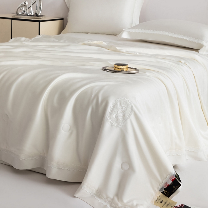 91家纺网 家纺一手货源 找家纺 桂雅居2025新款80支进口莱赛尔双丝夏被-达芙妮 象牙白