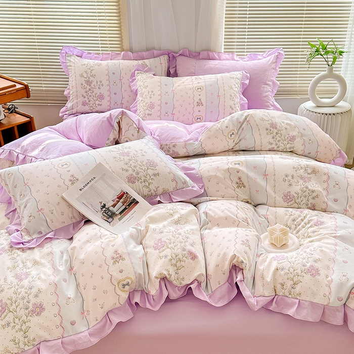 91家纺网 家纺一手货源 找家纺 佳一家纺 2025新款亲肤水洗棉四件套系列 遇见春天