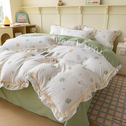 91家纺网 家纺一手货源 找家纺 （总）南北家居 2025新款A类宝宝棉双层纱系列四件套-花边款