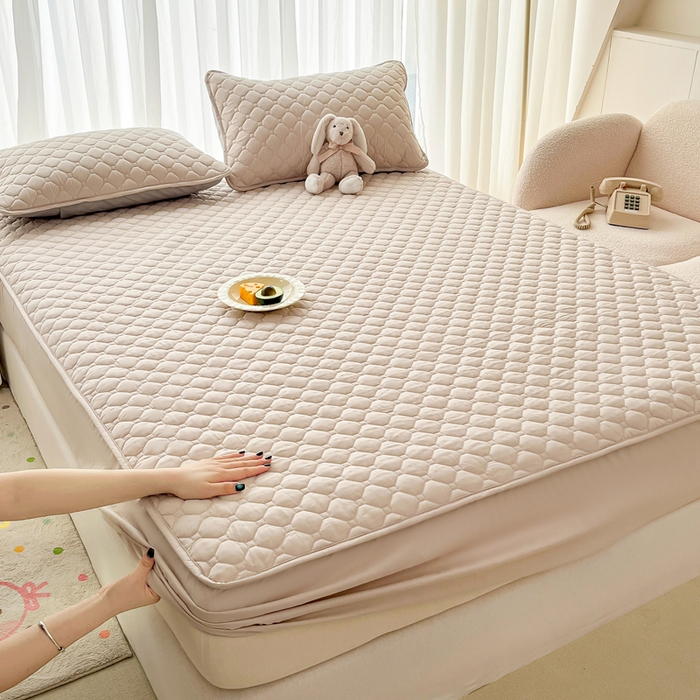 91家纺网 家纺一手货源 找家纺 （总）云木里 2025新款A类夹棉纯色床笠幸运格系列