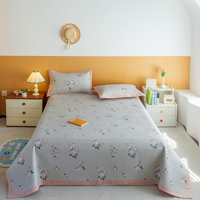 91家纺网 家纺一手货源 找家纺 晨晨家纺2025新款双面全棉床盖款三件套 寻芳