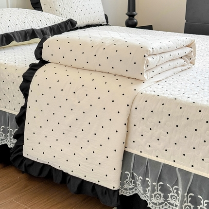 绣女坊 2025新款夏被款床盖四件套 波点