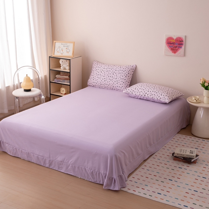 91家纺网 家纺一手货源 找家纺 南北家居 2025新款针织棉双层纱夏被四件套 紫纱绮梦