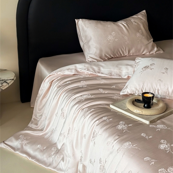 91家纺网 家纺一手货源 找家纺 FORTWO2025新款60支兰精天丝浮雕提花四件套		 白茶