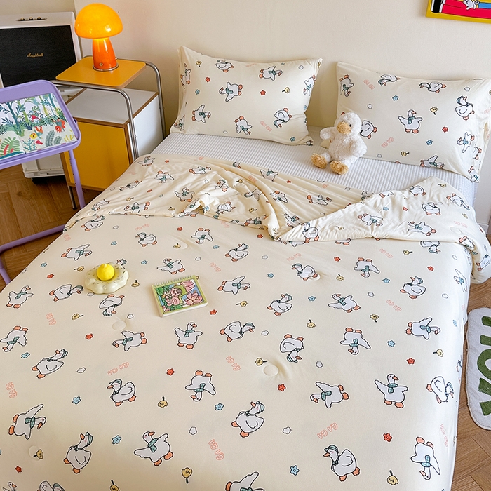 91家纺网 家纺一手货源 找家纺 麦伦家居 2025新款云柔针织棉大豆夏凉被 加油鸭