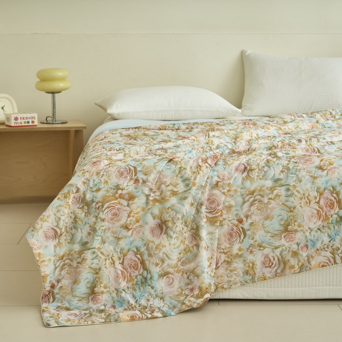 91家纺网 家纺一手货源 找家纺 子由家居 2025新款5D凉感大豆夏被 5D-玫瑰绿